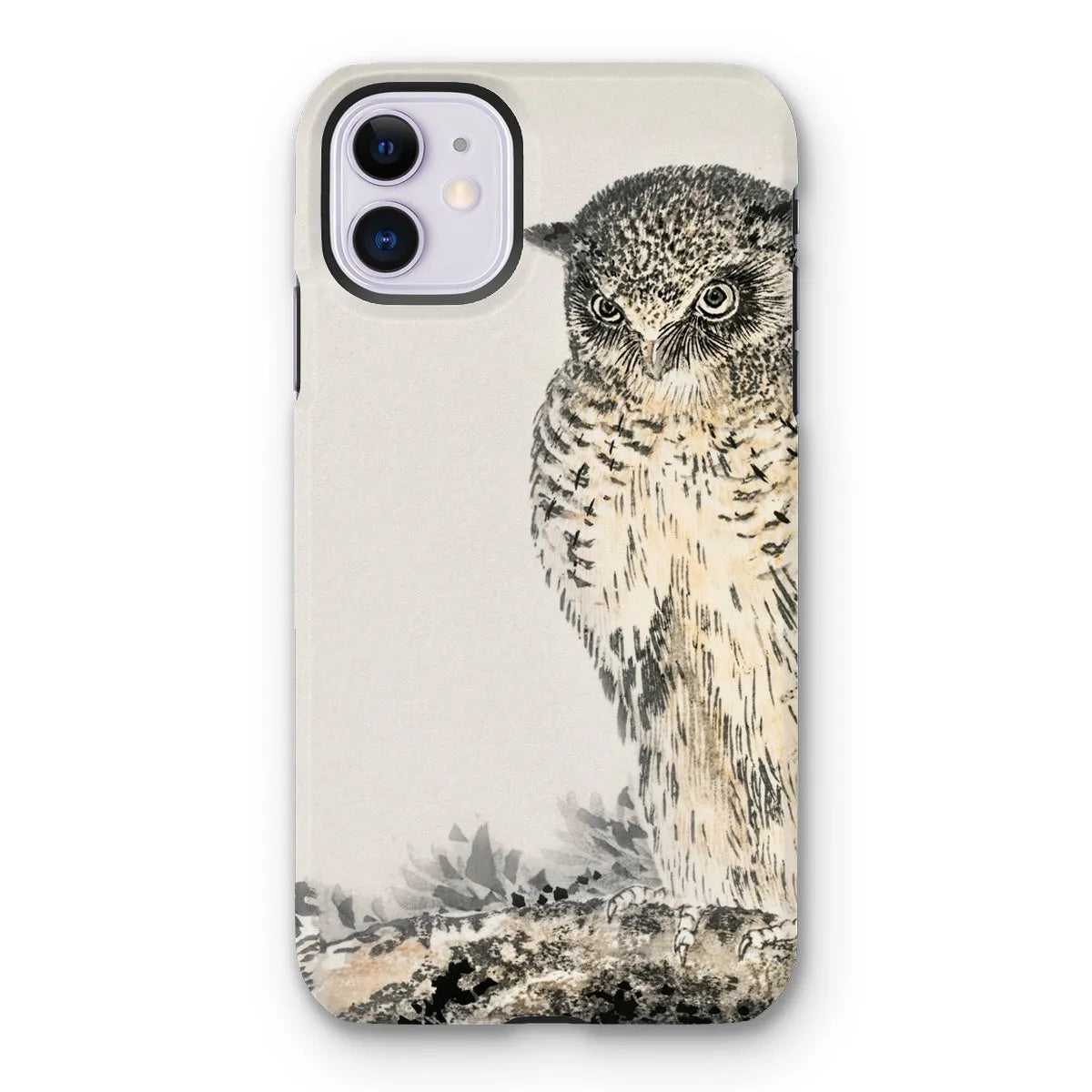 Owl And Fir Tree - Kachō-e Bird Phone Case - Numata Kashu - Iphone 11 / Matte - Mobile Phone Cases - Aesthetic Art
