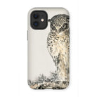 Owl and Fir Tree - Numata Kashu Kachō-e Iphone Case, 12 Mini / Matte, Phone Case Artistic Illustration Owl Intense Eyes Detailed