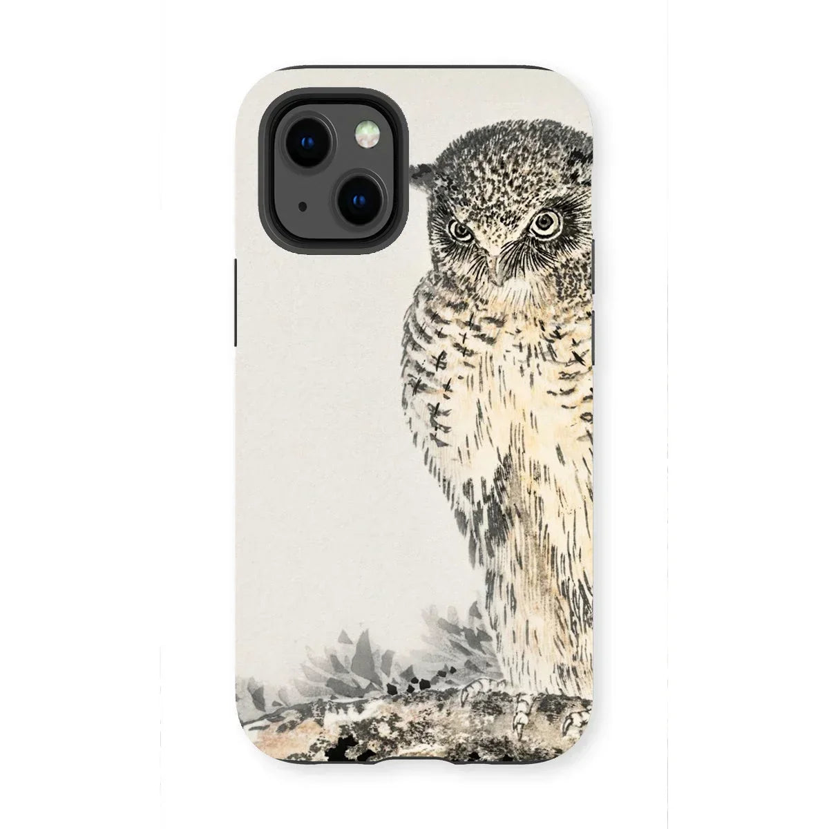 Owl and Fir Tree - Numata Kashu Kachō-e Iphone Case, 13 Mini / Matte, Phone Case Artistic Illustration Owl