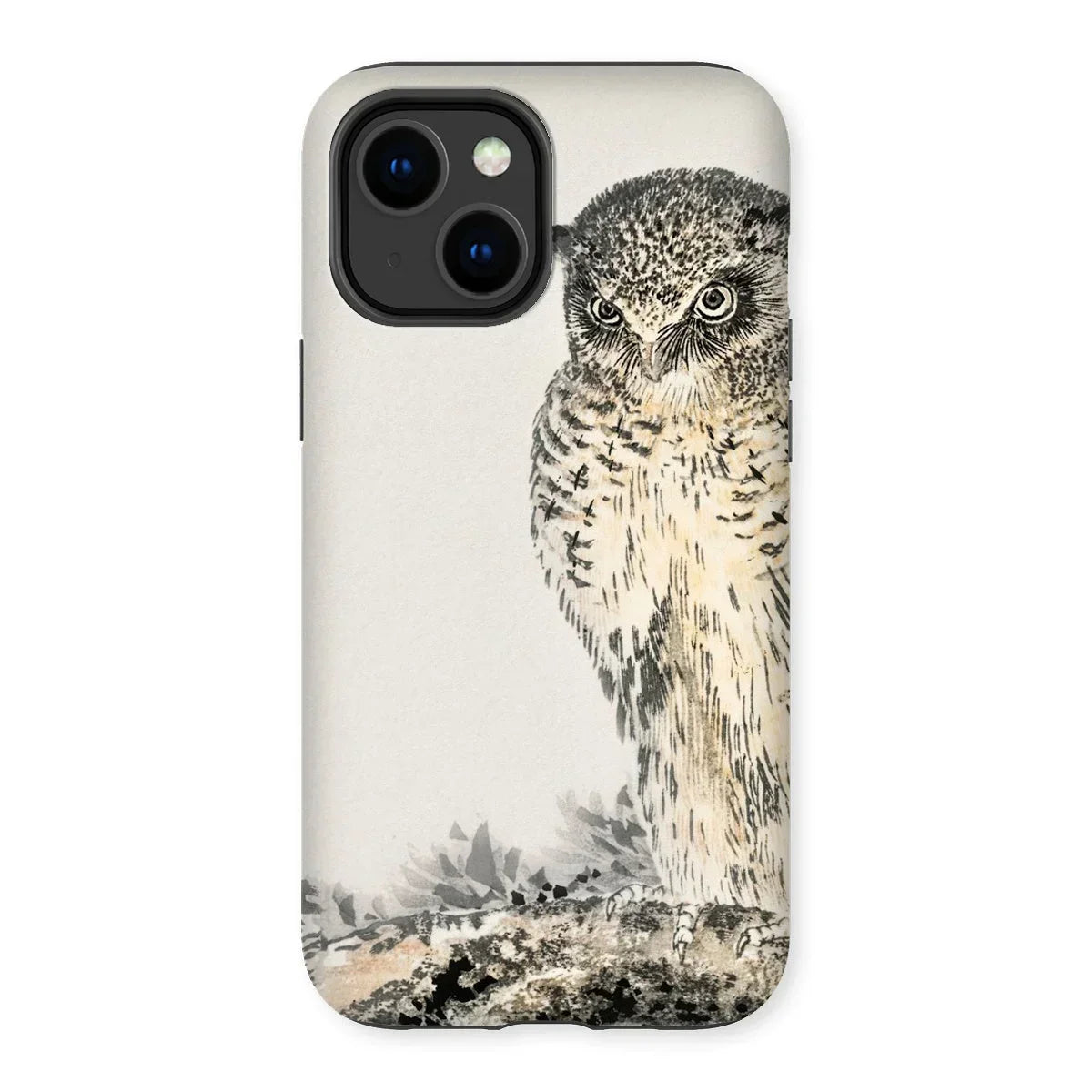 Owl and Fir Tree - Numata Kashu Kachō-e Iphone Case, 14 Plus / Matte, Phone Case Artistic Illustration Owl