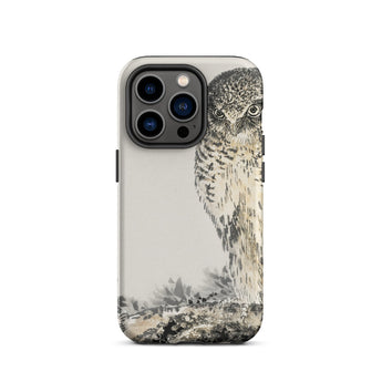 Owl and Fir Tree - Numata Kashu Kachō-e Iphone Case, 14 Pro / Matte, Owl-themed Phone Case