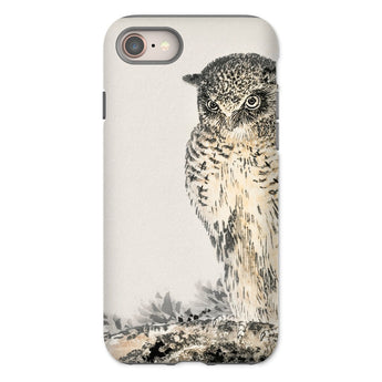 Owl and Fir Tree - Numata Kashu Kachō-e Iphone Case, 8 / Matte, Phone Case Artistic Illustration Owl Intense Eyes