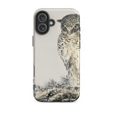 Owl and Fir Tree - Numata Kashu Kachō-e Phone Case Iphone 16 Plus / Matte Owl-themed Phone Case Numata Kashu, Nocturnal Sentinel, Time’s