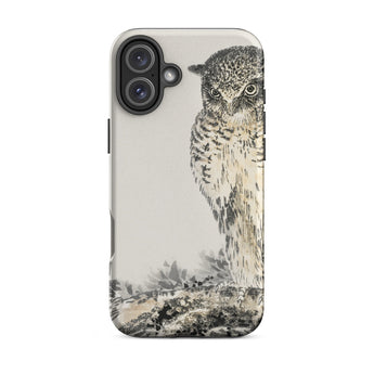 Owl and Fir Tree - Numata Kashu Kachō-e Phone Case Iphone 16 Plus / Matte Owl-themed Phone Case Numata Kashu, Nocturnal Sentinel, Time’s