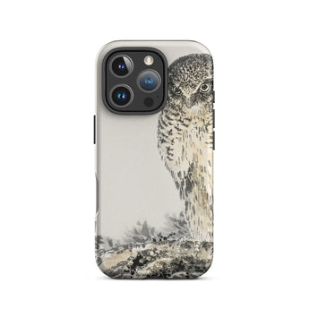 Owl and Fir Tree - Numata Kashu Kachō-e Phone Case Iphone 16 Pro / Matte Owl-themed Phone Case Numata Kashu, Nocturnal Sentinel, Time’s Edge