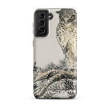 Owl and Fir Tree - Numata Kashu Kachō-e Phone Case Samsung Galaxy S21 Plus / Matte Sleek Phone Case Detailed Black White Illustration Owl