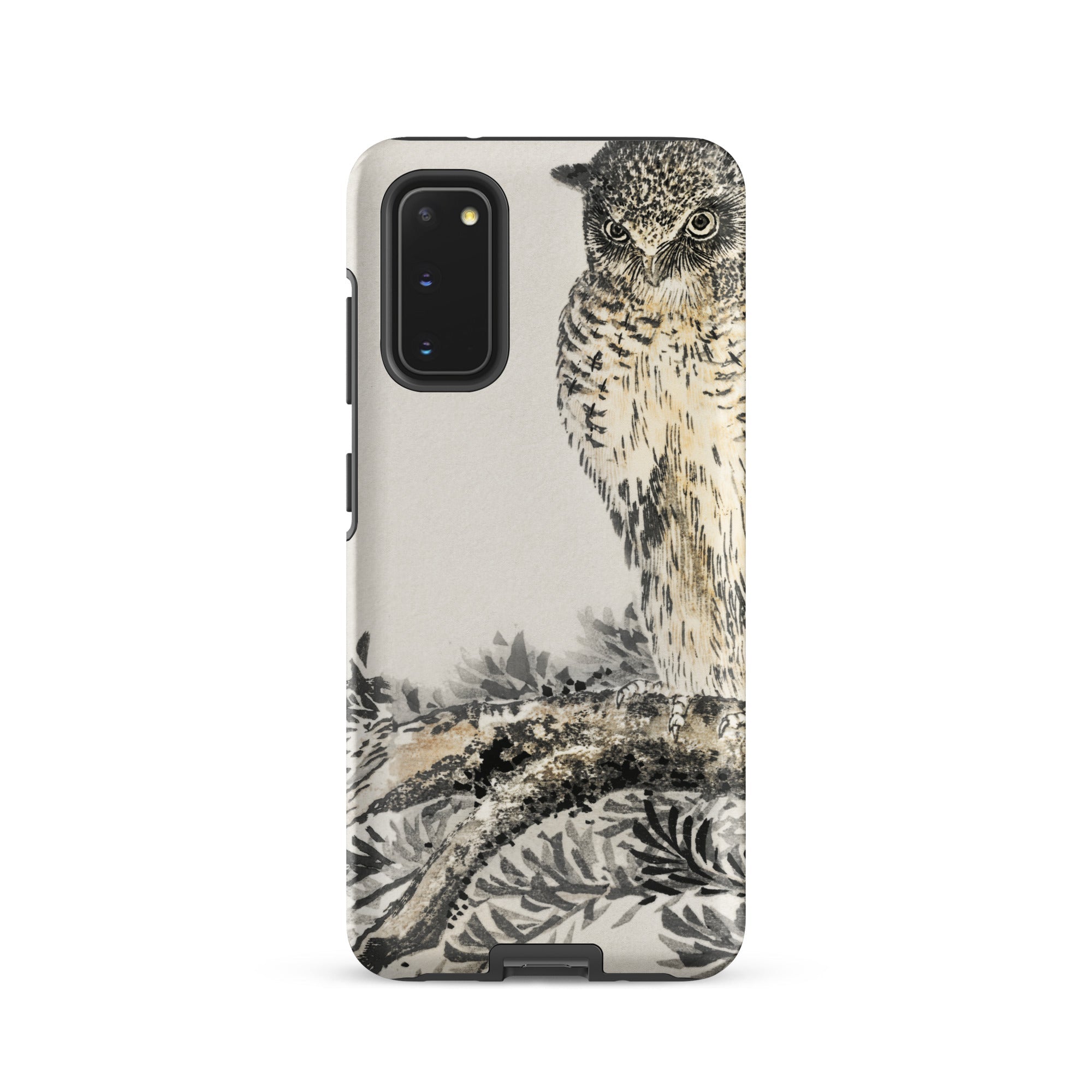 Owl and Fir Tree Numata Kashu Kachō e Samsung Case, Galaxy S20 / Matte, Smartphone Case Owl Illustration