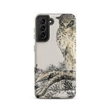 Owl and Fir Tree - Numata Kashu Kachō-e Samsung Case, Galaxy S21 / Matte, Smartphone Case Detailed Illustration Owl Perched Branch