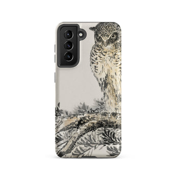Owl and Fir Tree - Numata Kashu Kachō-e Samsung Case, Galaxy S21 / Matte, Smartphone Case Detailed Illustration Owl Perched Branch