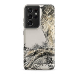 Owl and Fir Tree - Numata Kashu Kachō-e Samsung Case, Galaxy S21 Ultra / Matte, Smartphone Case Detailed Owl Illustration