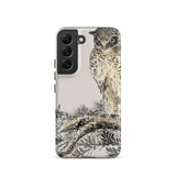 Owl and Fir Tree - Numata Kashu Kachō-e Samsung Case, Galaxy S22 / Matte, White Smartphone Case Owl Design