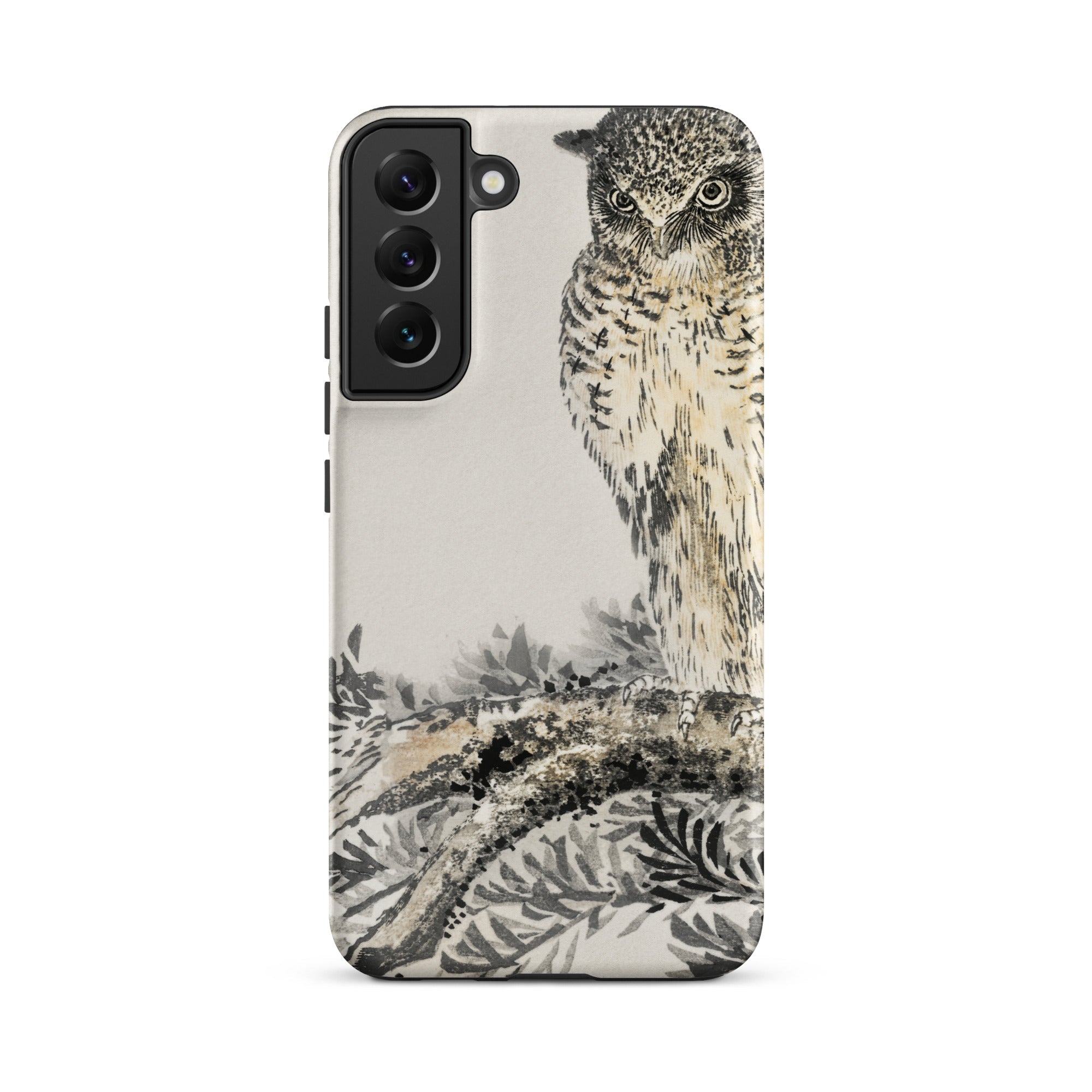 Owl and Fir Tree Numata Kashu Kachō e Samsung Case, Galaxy S22 Plus / Matte, White Phone Case Owl Illustration