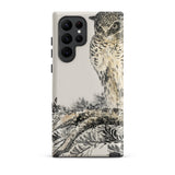 Owl and Fir Tree - Numata Kashu Kachō-e Samsung Case, Galaxy S22 Ultra / Matte, White Phone Case Owl Tree Branch Design