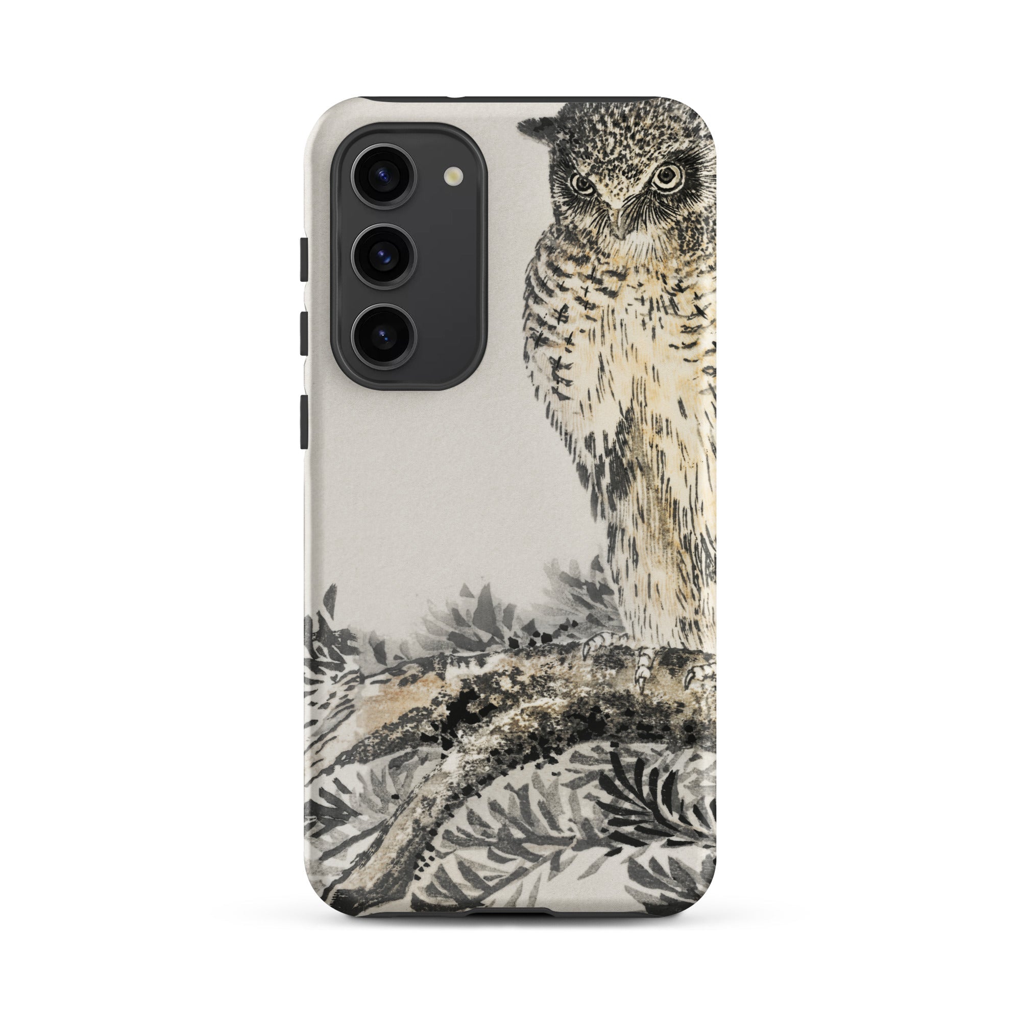 Owl and Fir Tree Numata Kashu Kachō e Samsung Case, Galaxy S23 Plus / Matte, Smartphone Case Owl Illustration