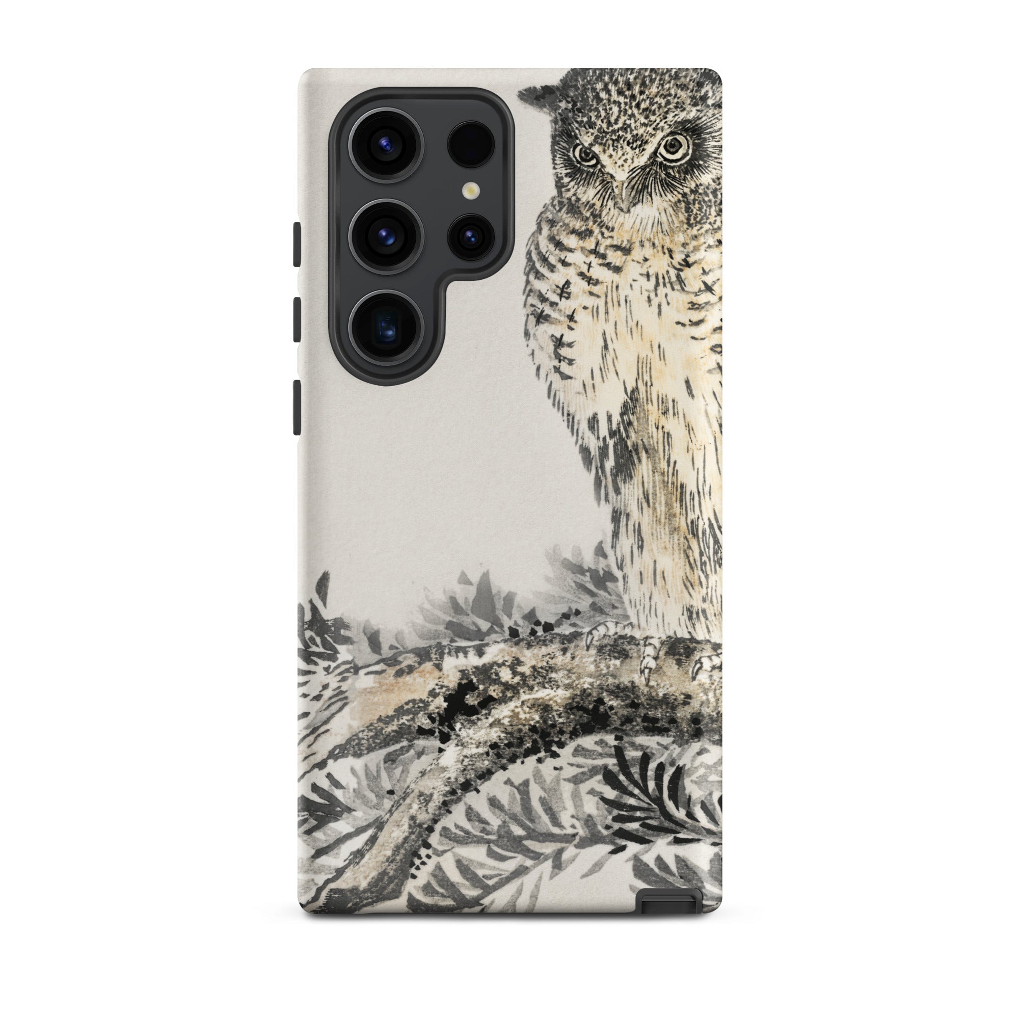 Owl and Fir Tree Numata Kashu Kachō e Samsung Case, Galaxy S23 Ultra / Matte, Phone Case Owl Illustration