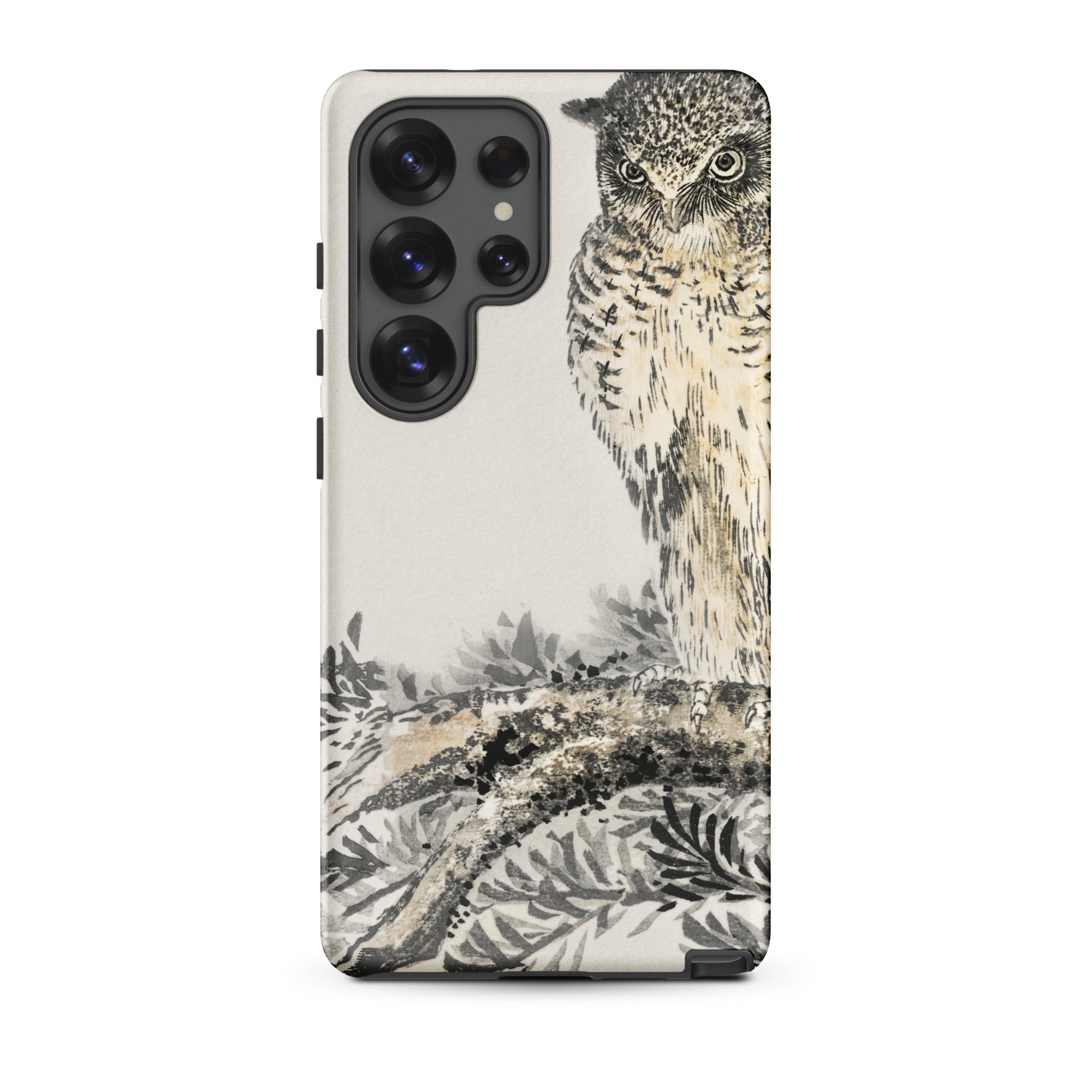 Owl and Fir Tree Numata Kashu Kachō e Samsung Case, Galaxy S25 Ultra / Matte, Phone Case Owl Illustration