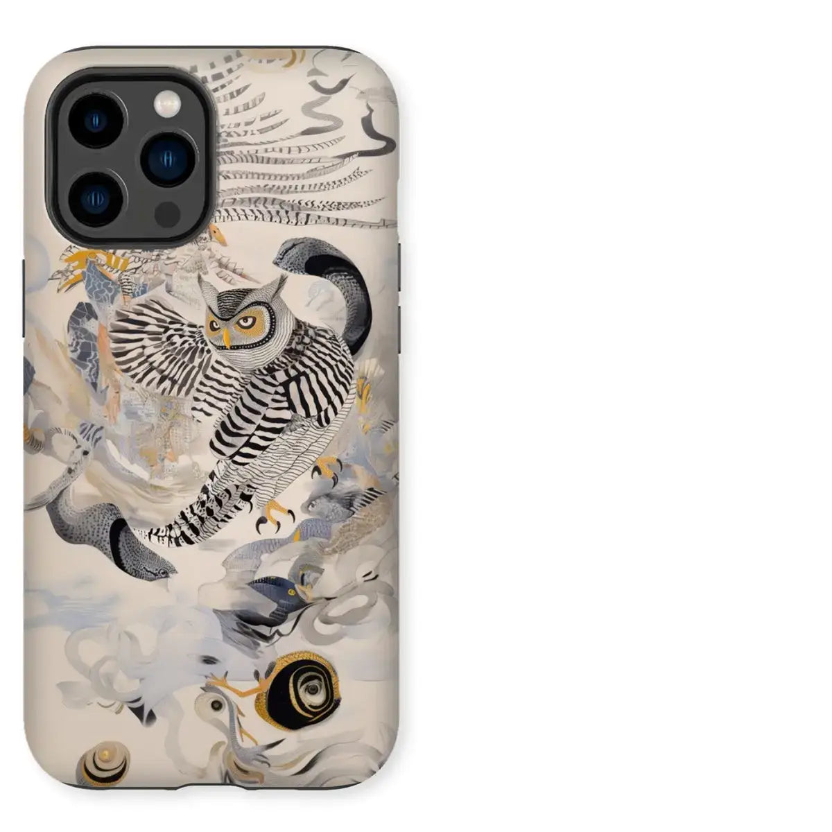 Owl and snake phone case showcasing unique art iPhone cases in Sky article
