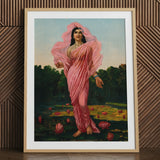 Padmini the Lotus Lady - Raja Ravi Varma Art Print / Canvas, 24x32’’ / 61x81cm / Natural Frame / Matboard, Posters Prints & Visual Artwork,