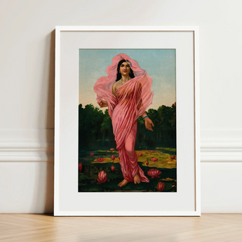 Padmini the Lotus Lady - Raja Ravi Varma Art Print / Canvas, Ravi Varma, Raja Ravi Varma, Raja Ravi, Sanskrit Erotology Classified,
