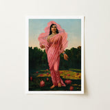 Padmini the Lotus Lady - Raja Ravi Varma Art Print / Canvas, Sanskrit Erotology Classified, Women, Sat Highest, Academic European Drapery,