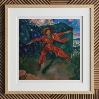 Paint the Town - Gay Country Music Star Art Print, 12x12’’ / 31x31cm / Natural Frame / 2’’ Matboard, Framed Artwork Painted Man Red Clothing