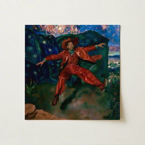 Paint the Town - Gay Country Music Star Art Print / Canvas Vibrant Red Satin Suit Hat Green Scarf Worn, Magic, Prints