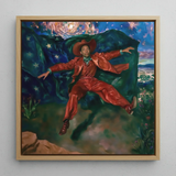 Paint the Town - Gay Country Music Star Framed Canvas, 12x12’’ / 31x31cm / Natural Floating Frame, Painting Wooden Frame Person Red Suit