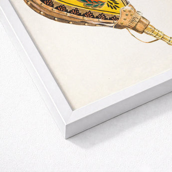 Painted Bellows - Ella Josephine Sterling Folk Art Print / Canvas Framed Illustration Vintage-style Flintlock Pistol Ornate Gold Yellow,