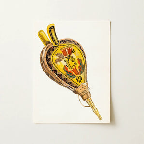 Painted Bellows - Ella Josephine Sterling Folk Art Print / Canvas Hand-painted Illustration Vintage-style Tobacco Pouch Vibrant Yellow Body