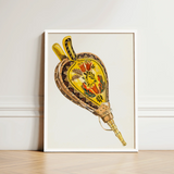 Painted Bellows - Ella Josephine Sterling Folk Art Print / Canvas Vibrant Yellow Brown Hand-painted Illustration Vintage Tobacco Pouch,