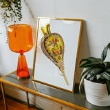 Painted Bellows - Ella Josephine Sterling Folk Art Print, Framed Artwork Colorful Stylized Floral Design Inside Teardrop