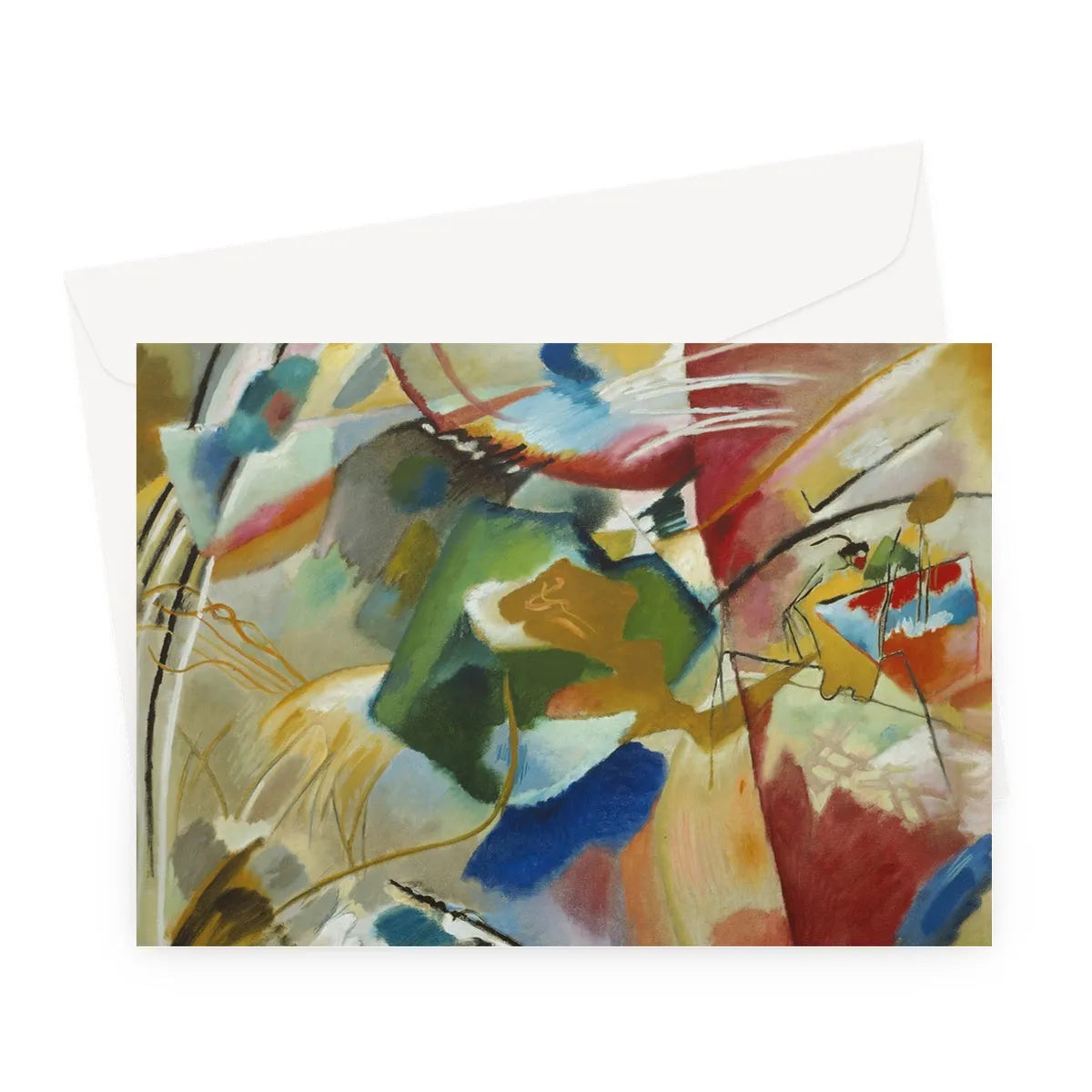 Painting With Green Center - Vasily Kandinsky Greeting Card - A5 Landscape / 1 Card - Greeting & Note Cards - Aesthetic