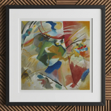 Painting with Green Center - Wassily Kandinsky Art Print, 12x12’’ / 31x31cm / Black Frame / 2’’ Matboard, Framed Abstract Painting Mix