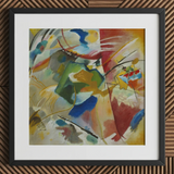 Painting with Green Center - Wassily Kandinsky Art Print / Canvas Vibrant Abstract Painting Black Frame White Bold Strokes Vasily