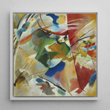 Painting with Green Center - Wassily Kandinsky Art Print / Canvas Vibrant Abstract Painting Sleek White Frame Bold Strokes Vasily