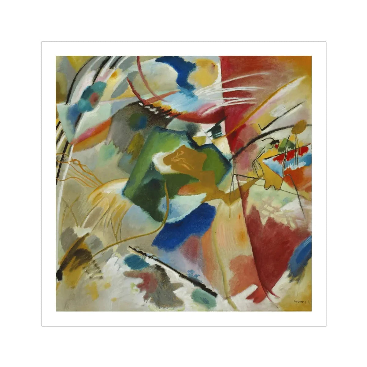 Painting With Green Center By Wassily Kandinsky Fine Art Print - 30’x30’ - Posters Prints & Visual Artwork