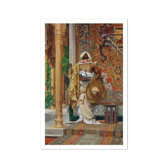 Palace Guard - Antonio Fabrés Orientalism Art Print, Brown White Cat Ornate Carpets