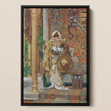 Palace Guard - Antonio Fabrés Orientalism Art Print / Canvas Black-framed Canvas Print Classical Painting Ornate Patterned Interior Antonio