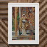 Palace Guard - Antonio Fabrés Orientalism Art Print / Canvas White-framed Art Print Man Ornate Gold-embroidered Robes Headscarf Antonio