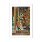 Palace Guard - Antonio Fabrés Orientalism Art Print, White Cat Stretches Upward Ornate Wall