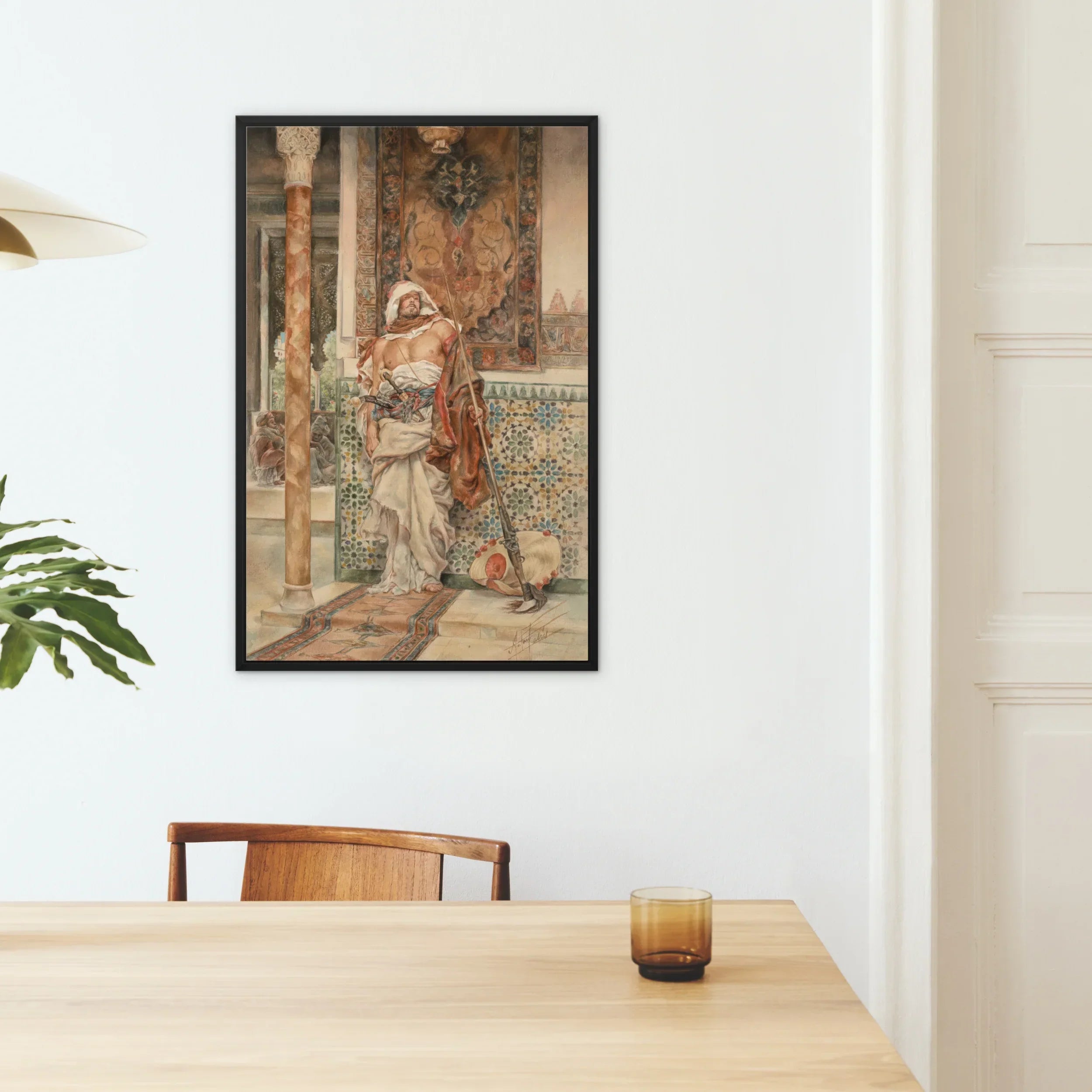 Palace Guard Antonio Fabrés Orientalist Framed Canvas, Framed Classical Artwork Figure Middle Eastern North African