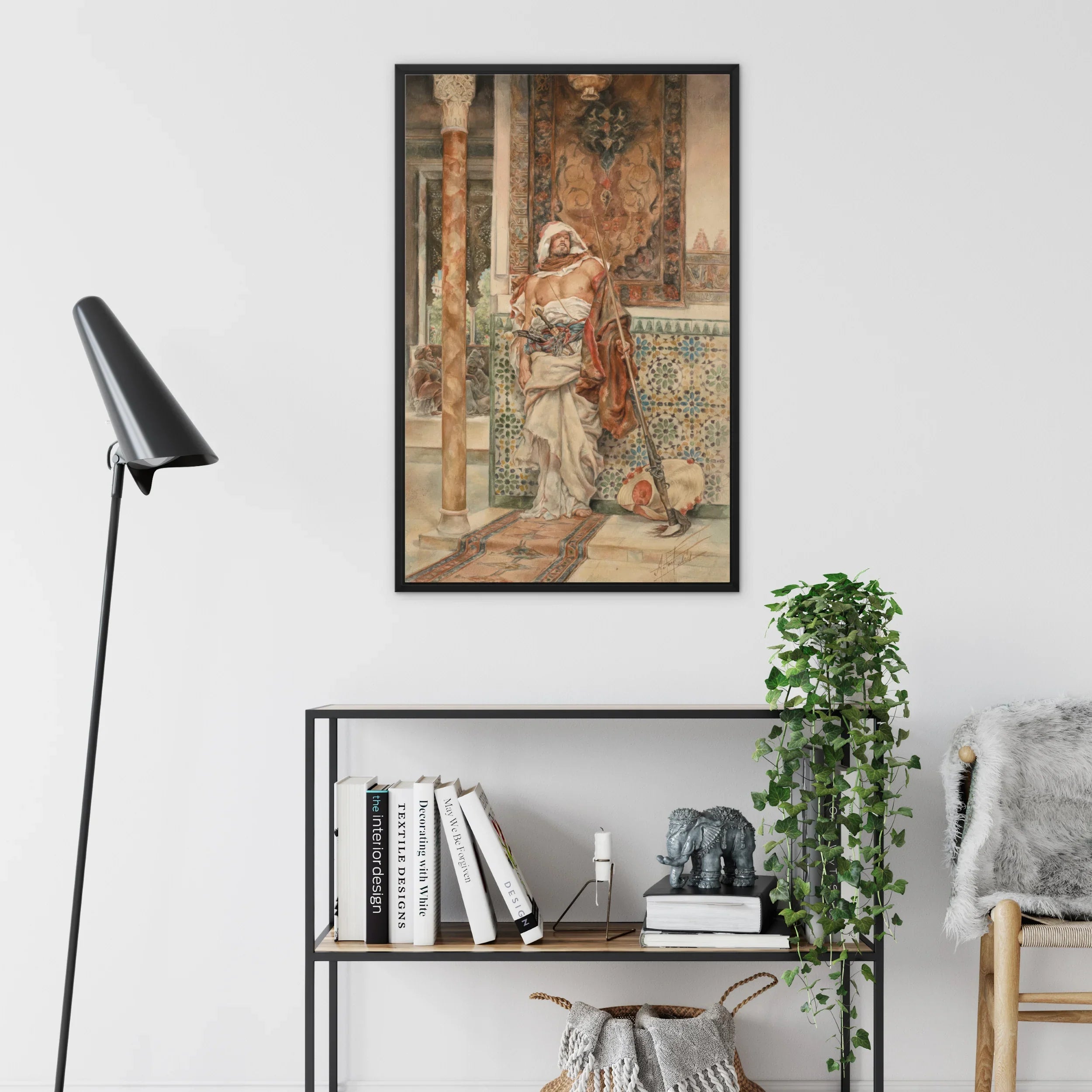 Palace Guard - Antonio Fabrés Orientalist Framed Canvas, Framed Classical Artwork Figure Ornate Dress Among Decorative