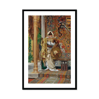 Palace Guard - Antonio Fabrés Orientalism Art Print, White Peacock Feathers Ornate Decorative Patterns