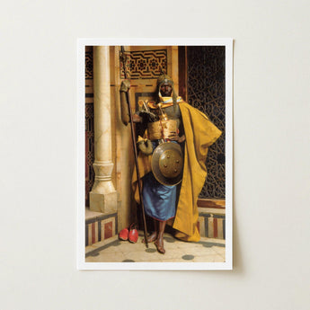 Palace Guard - Ludwig Deutsch Orientalism Art Print / Canvas Framed Painting Historical Warrior Ornate Golden Armor Yellow, Deutsch’s Prints