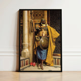 Palace Guard - Ludwig Deutsch Orientalism Art Print / Canvas Black-framed Poster Detailed Portrait Historical Warrior Ornate Golden,