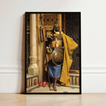 Palace Guard - Ludwig Deutsch Orientalism Art Print / Canvas Black-framed Poster Detailed Portrait Historical Warrior Ornate Golden,