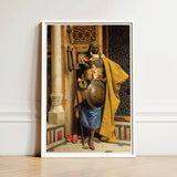 Palace Guard - Ludwig Deutsch Orientalism Art Print / Canvas Framed Artwork Historical Warrior Ornate Golden Armor Yellow, Deutsch’s Prints