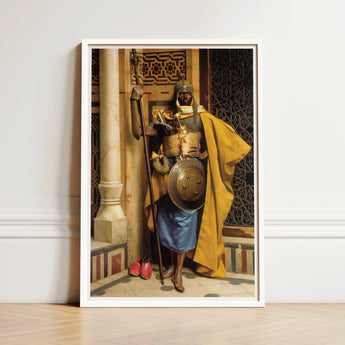Palace Guard - Ludwig Deutsch Orientalism Art Print / Canvas Framed Artwork Historical Warrior Ornate Golden Armor Yellow, Deutsch’s Prints