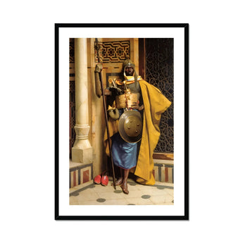 Palace Guard - Ludwig Deutsch Orientalism Art Print, Medieval Knight Yellow Cloak Blue Tunic Shield Spear