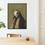Pandora - Dark Priestess Art Framed Canvas, Framed Portrait Horned Figure